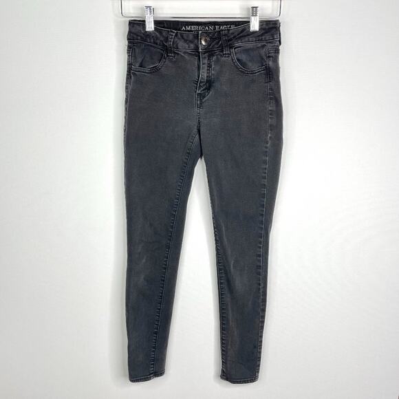 American Eagle Black Wash Hi Rise Jegging 2 Short - Picture 1 of 10